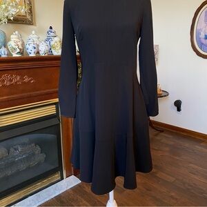 Ann Taylor LOFT • Black Fit & Flare Long Sleeve Dress • Size 00 (NWT)